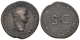 GERMANICUS (Died 19). As. Rome. Struck under Claudius.
Obv: GERMANICVS CAESAR TI AVG F DIVI AVG N.
Bare head right.
Rev: TI CLAVDIVS CAESAR AVG GERM P...