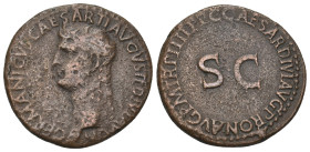 GERMANICUS (Died 19). As. Rome. Struck under Caligula.
Obv: GERMANICVS CAESAR TI AVG F DIVI AVG N.
Bare head left.
Rev: C CAESAR DIVI AVG PRON AVG P M...