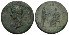 KINGS OF THRACE. Rhoemetalkes III and Caligula (Circa 38-46). Ae..
Obv: ΓAIΩ KAIΣAΡI ΓEΡMANIKΩ ΣEBAΣTΩ.
Laureate head of Caligula left.
Rev: BAΣIΛEΥΣ ...