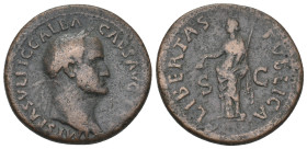 GALBA (68-69). As, Rome.
Obv: IMP SER SVLP GALBA CAES AVG T R P.
Laureate and draped bust right.
Rev: LIBERTAS PVBLICA / S - C.
Libertas standing ...