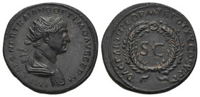 TRAJAN (98-117). Semis. Rome, for use in Syria.
Obv: IMP CAES NER TRAIANO OPTIMO AVG GERM.
Radiate and draped bust right.
Rev: DAC PARTHICO P M TR POT...