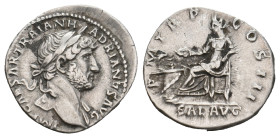 HADRIAN (117-138). Denarius. Rome.
Obv: IMP CAESAR TRAIAN HADRIANVS AVG.
Laureate and draped bust right.
Rev: P M TR P COS III / SAL AVG.
Salus seated...