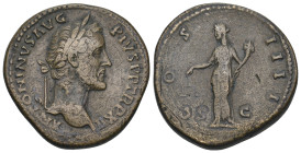 ANTONINUS PIUS (138-161). Sestertius. Rome.
Obv: ANTONINVS AVG PIVS P P TR P XII.
Laureate head right.
Rev: COS IIII / S - C.
Aequitas standing facing...