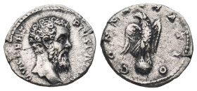 DIVUS PERTINAX (Died 193). Denarius. Rome. Struck under Septimius Severus.
Obv: DIVVS PERT PIVS PATER.
Bare head right.
Rev: CONSECRATIO.
Eagle standi...