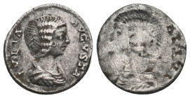 JULIA DOMNA (Augusta, 193-211). Denarius. .
Obv: IVLIA AVGVSTA.
Draped bust right.
Rev: Incuse of obverse.
RIC IV 607A-634A for obverse type.
Conditio...