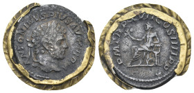 CARACALLA (197-217). Denarius. Rome.
Obv: ANTONINVS PIVS AVG GERM.
Laureate head right.
Rev: P M TR P XVII COS IIII P P.
Apollo seated left, holding b...