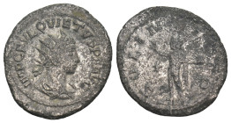 QUIETUS (Usurper, 260-261). Antoninianus. Samosata.
Obv: IMP C FVL QVIETVS P F AVG.
Radiate, draped and cuirassed bust right.
Rev: SOL INVICTO.
Sol st...