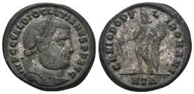 DIOCLETIAN (284-305). Follis. Heraclea.
Obv: IMP C C VAL DIOCLETIANVS P F AVG.
Laureate head right.
Rev: GENIO POPVLI ROMANI / HT A.
Genius standing l...