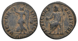 MAXIMINUS II DAIA (310-313). "Persecution" Series. 1/12 Nummus. Antioch.
Obv: IOVI CONSERVATORI.
Jupiter seated left on throne, holding globe and scep...