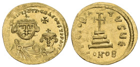 HERACLIUS with HERACLIUS CONSTANTINE (610-641). GOLD Solidus. Constantinople.
Obv: δδ NN ҺЄRACLIЧS ЄT ҺЄRA CONST P P AV.
Facing busts of Heraclius and...