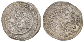 AUSTRIA. Formbach-Pütten (County). Ekbert II-Ekbert III. Early 12th century-1158. AR Pfennig. Neunkirchen mint. 
Obv: Figure on horseback right, holdi...