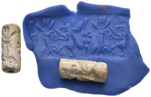 NEAR EASTERN CYLINDER SEAL (CIRCA. 1500 - 1000 BC).
Condition : See picture. No return.
Weight : 3.34 g
Diameter: 22.1 mm