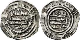 Califato. AH 385. Hisham II. Al Andalus. Dirhem. (V. 520) (Fro. 29). 3,59 g. MBC.