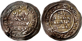 Califato. AH 400. Sulayman. Al Andalus. Dirhem. (V. 692) (Fro. 108) (Prieto 17). Pátina oscura. Buen ejemplar. Escasa. 3,37 g. EBC-.