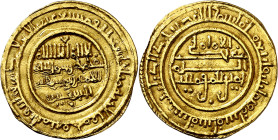 Almorávides. AH 486. Yusuf ibn Tashfin. Mursiya (Murcia). Dinar. ("Murcia musulmana" 19, mismo ejemplar). Rodríguez Lorente señala que el pequeño ador...