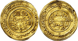 Almorávides. AH 493. Yusuf ibn Tashfin. Madinat Ishbiliya (Sevilla). Dinar. (V. 1493) (Hazard 101). Rara. 4 g. EBC-.
