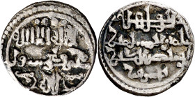 Almorávides. Tasffin ibn Ali. Quirate. (FBM. Da6, mismo ejemplar) (Delgado "Láminas", página 106, nº 35f, mismo ejemplar). 0,93 g. MBC.