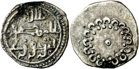 Taifas almorávides. Sidray ibn Wazir al-Qaysi. 1/2 quirate. (FBM. Hb9, mismo ejemplar) (II Jarique página 69, nº 12) (Gomes 03.02). 0,53 g. MBC+.