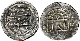 Taifas almorávides. Sidray ibn Wazir al-Qaysi, reconociendo a Hamdin de Córdoba. Badjat (Beja). 1/2 quirate. (FBM. Hb1, mismo ejemplar). 0,46 g. MBC-/...