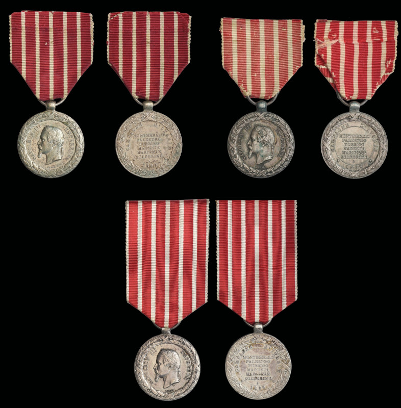 France, Italian Campaign Medals 1859 (3), all by Barre, one with edge impressed ...