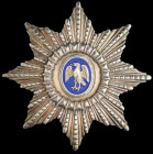 Iceland, Order of the Falcon, Commander’s breast star, by Kjartan Asmundsson, Reykjavik, reverse stamped KA 925S, in silver, with gilt falcon on blue ...