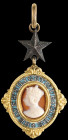 The Most Exalted Order of the Star of India, Companion’s (C.S.I.) neck badge, in gold with blue enamel border, central onyx cameo and motto set with r...