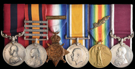 A Fine Boer War ‘Defence of Ladysmith’ & Early Great War D.C.M. and L.S.G.C. Group of 6 awarded to Quarter Master and Lieutenant Albert Ernest Spowage...