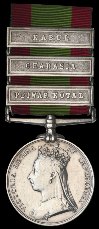Afghanistan, 1878-80, 3 clasps, Peiwar Kotal, Charasia, Kabul (Sowar Ali Akbar K...