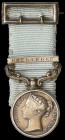 Miniature: Army of India, 1799-1826, single engraved clasp, ‘Bhurtpore’ (sic), a contemporary struck example, in silver, with disk set into circular m...