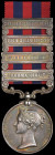 India General Service, 1854-95, 4 clasps, Burma 1885-87, Burma 1887-89, Chin Hills 1892-93, Kachin Hills 1892-93, engraved in a running script (Engene...