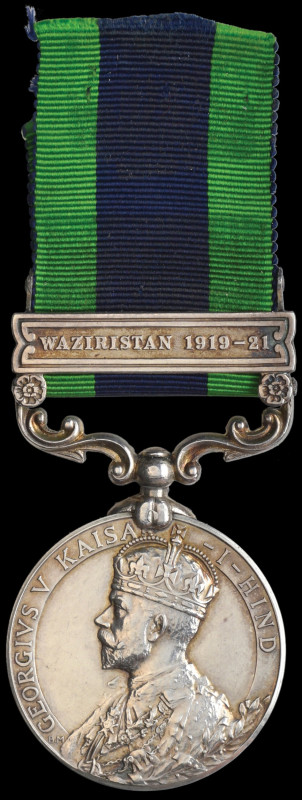 India General Service, 1908-35, single clasp, Waziristan 1919-21 (Matron M. Hils...