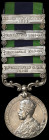 India General Service, 1908-35, 4 clasps, Afghanistan N.W.F. 1919, Waziristan 1919-21, Waziristan 1921-24, North West Frontier 1935 (Lt. T. H. Flye, 2...