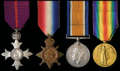 A Scarce M.B.E. and Great War ‘1914’ Group of 4 awarded to Captain Arthur Evelyn Paul Ellis, 3rd Battalion, Rifle Brigade. Severely wounded in action ...