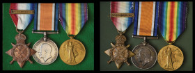Great War 1914 Star Trios (2) to Corporal George Law, 2nd Battalion, West Riding Regiment, killed in action on 8 November 1914, and Private Jeremiah C...