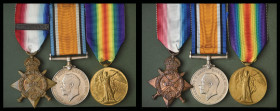 Great War 1914 Star Trios (2) to Private Christopher Thorpe Hillier, 2nd Battalion, Wiltshire Regiment, killed in action on New Year’s Eve – 31 Decemb...