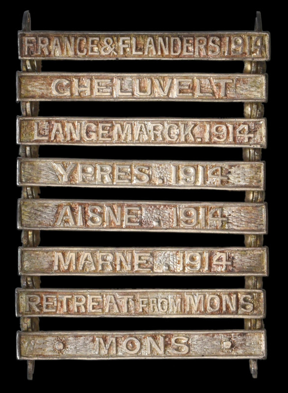 A Rare Carriage of 8 Unofficial Great War ‘Battle Clasps’ for Mons & 1914, full-...