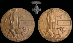 A Canadian Great War Memorial Cross and Memorial Plaque Pair awarded to Acting-Sergeant Fred Herman Emo M.M., 42nd (Royal Highlanders of Canada) Batta...