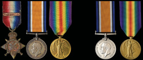 A Great War 1914 Royal Naval Division ‘P.O.W.’ Trio awarded to Seaman Cyril James Morris, R.N.R., who served with the Benbow Battalion, Royal Naval Di...