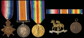 A Great War Trio and Scarce 'P.O.W.' Bronze Medal Group of 3 awarded to Private Frederick Charles Gatton, 8th Battalion, Queen’s Regiment, who was wou...