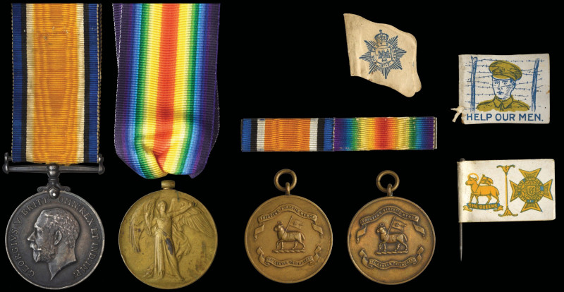 A Great War Pair and Scarce 'P.O.W.' Bronze Medal Group of 4 awarded to Private ...