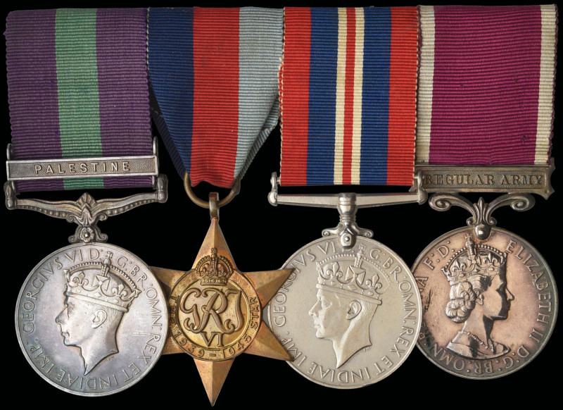 A G.S.M. ‘Palestine’ and WW2 ‘P.O.W.’ Escaper’s Group of 4 awarded to Sergeant W...