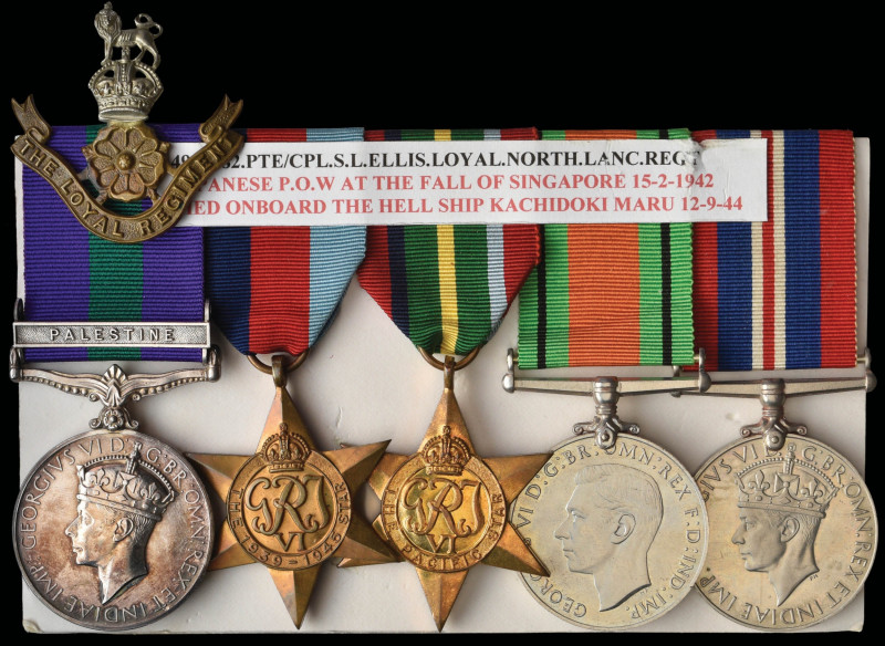 A WW2 ‘Singapore’ P.O.W. Group of 5 awarded to Corporal Samuel Leonard Ellis, 2n...