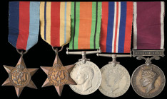 A Scarce WW2 ‘Syria’ P.O.W. and L.S.G.C. Group of 5 awarded to Corporal W. E. Howick, 1st Battalion, Royal Fusiliers, taken prisoner of war by the Vic...