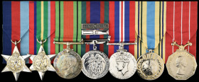 A WW2 ‘Fall of Hong Kong’ P.O.W. Group of 7 awarded to Rifleman Bernard Patrick Duplassie, 1st Battalion, Rifles of Canada, part of ‘C’ Force, which f...