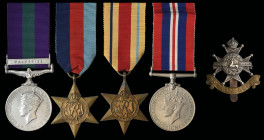 A G.S.M. ‘Palestine’ and WW2 ‘P.O.W.’ Casualty Group of 4 awarded to Private Robert Owen Smith, 1st Battalion, Sherwood Foresters, who was taken as a ...