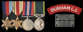 A WW2 P.O.W. Group of 4 awarded to Sergeant R. Hutchinson, 9th Battalion, Durham Light Infantry. Twice wounded in action, he was finally taken prisone...