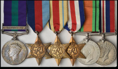 A G.S.M. ‘Palestine’ and WW2 ‘P.O.W.’ Group of 6 awarded to Gunner Stanley Brian Guy, 6th Medium Regiment, Royal Artillery, late 45th Field Battery, 5...