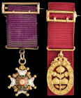 Dress Miniatures, Order of the Bath, Military Division, Companion’s breast badge, in gold and enamel, 17.5mm; and Civil Division, Companion’s breast b...