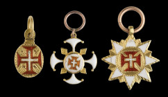 Dress Miniatures, Portugal, Order of Christ, badges (3), all i19th century, in gold and enamel, one double sided, in gold and enamels one side, the ot...