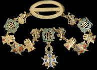 Dress Miniature, Spain, Order of Carlos III, Grand Cross collar and badge, by Cejalvo, Madrid, in silver-gilt (hallmarked .925), and enamels, the coll...